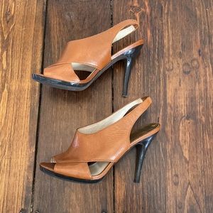 Michael Kors classic brown peep toe heel